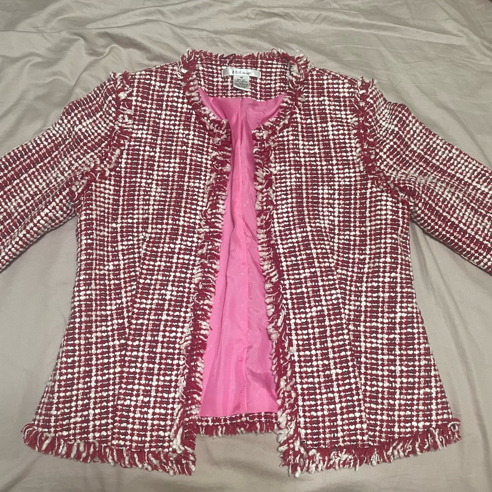 Women's Plaid Tweed Open Blazer - Chanel inspired style